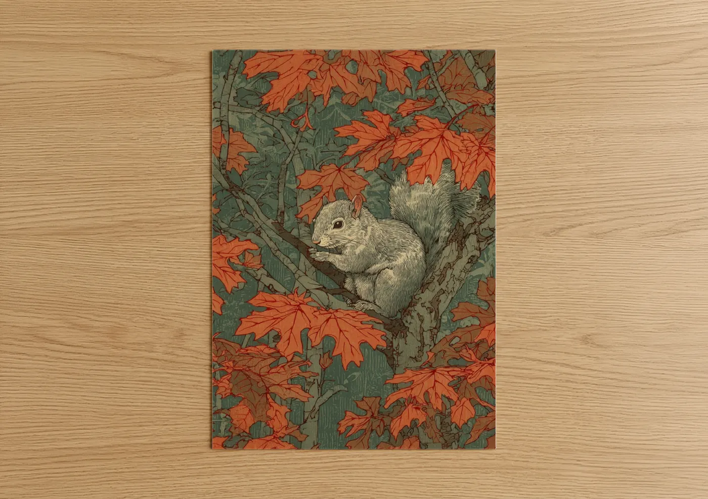 Autumn Squirrel Among Maple Leaves Wall Art