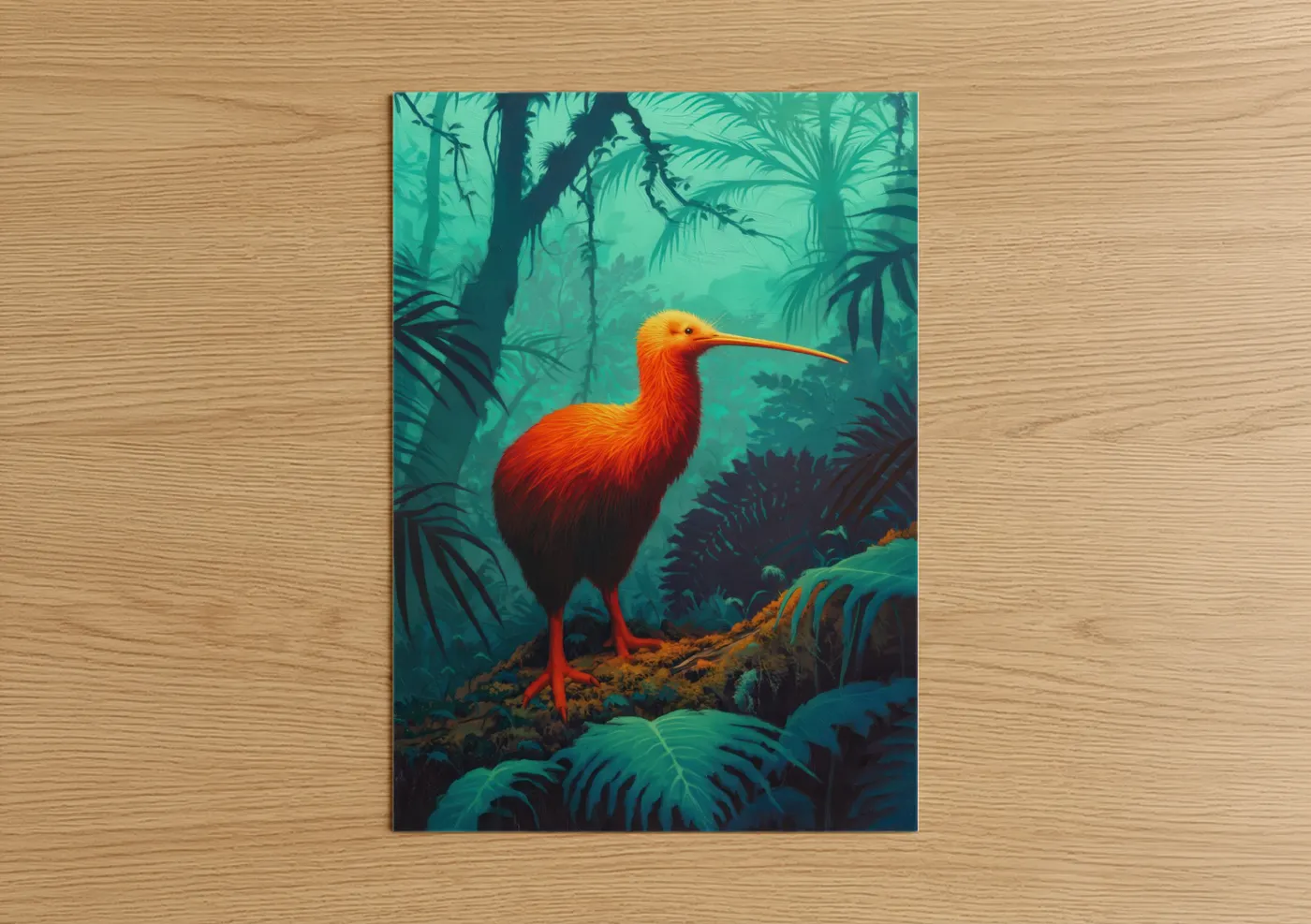 Orange Kiwi Bird Tropical Jungle Wall Art