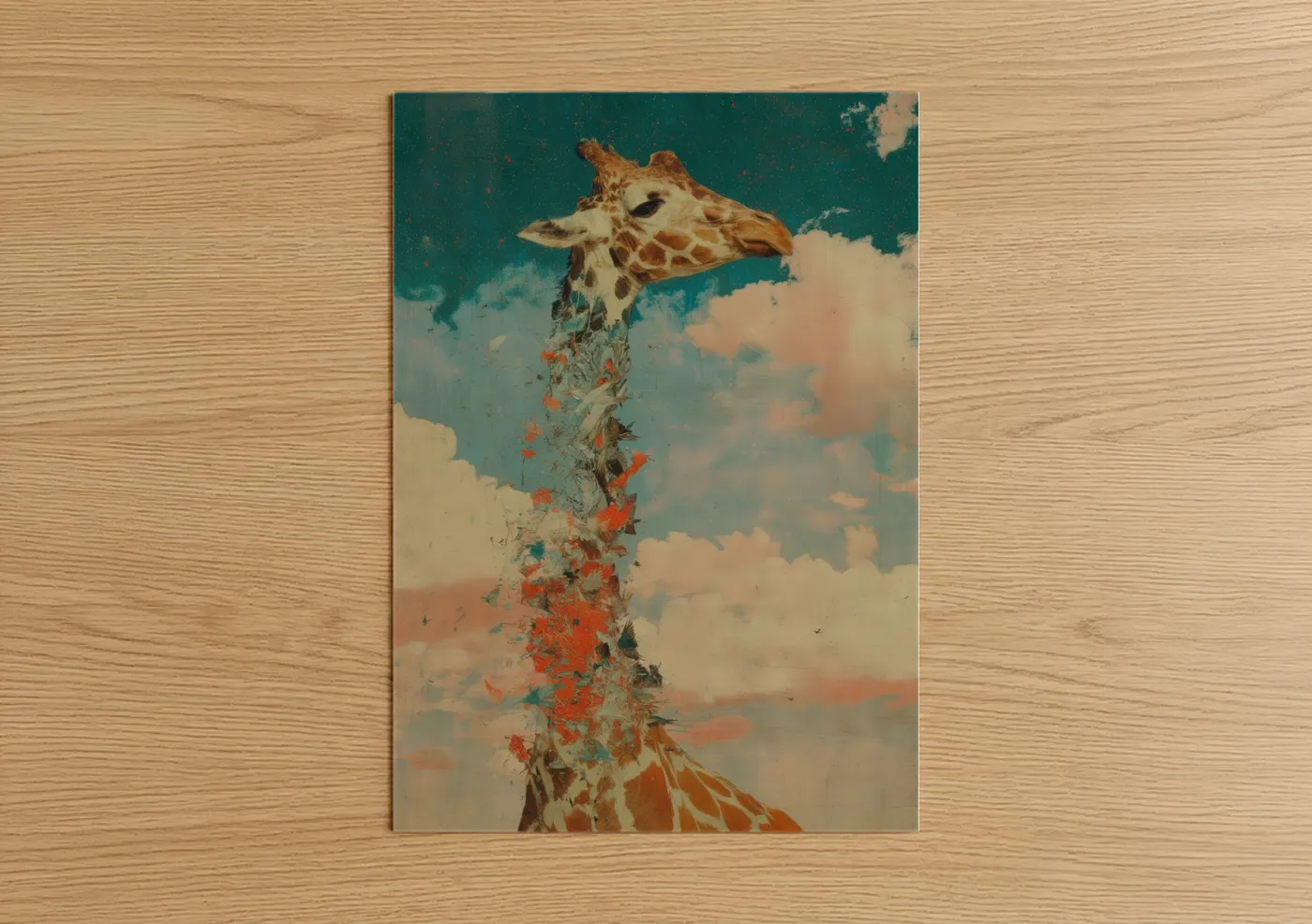 Autumn Giraffe Surreal Sky Wall Art