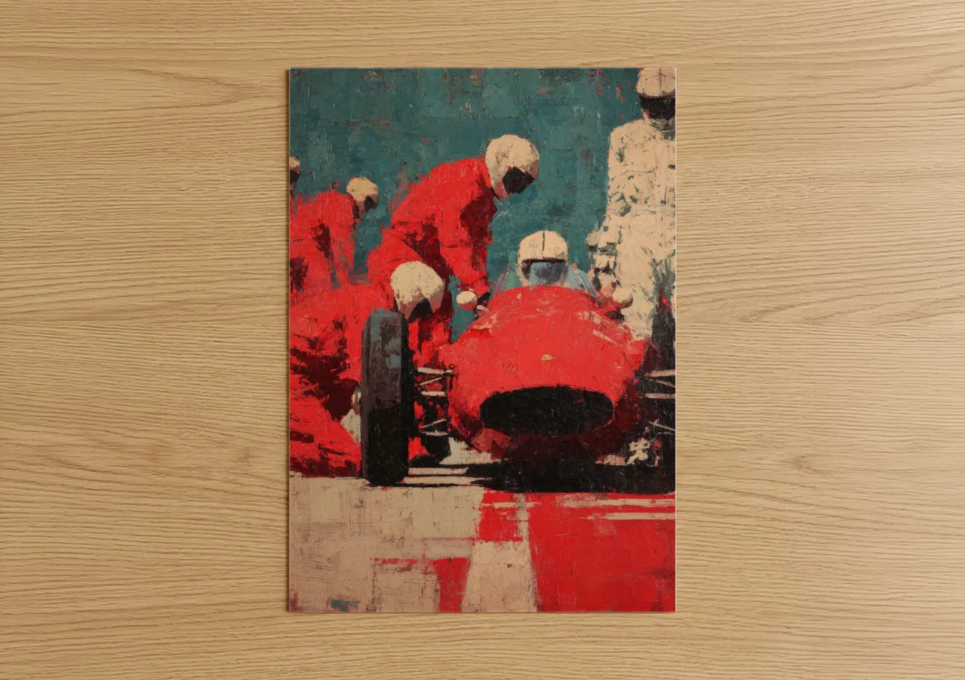 Vintage Auto Racing Red Classic Car Wall Art