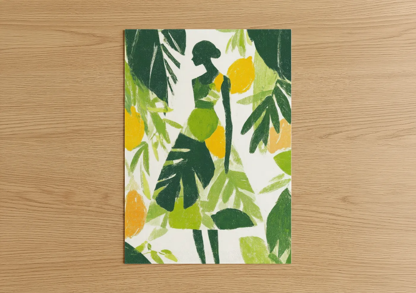 Fashion Woman Lemon Garden Illustration Wall Art