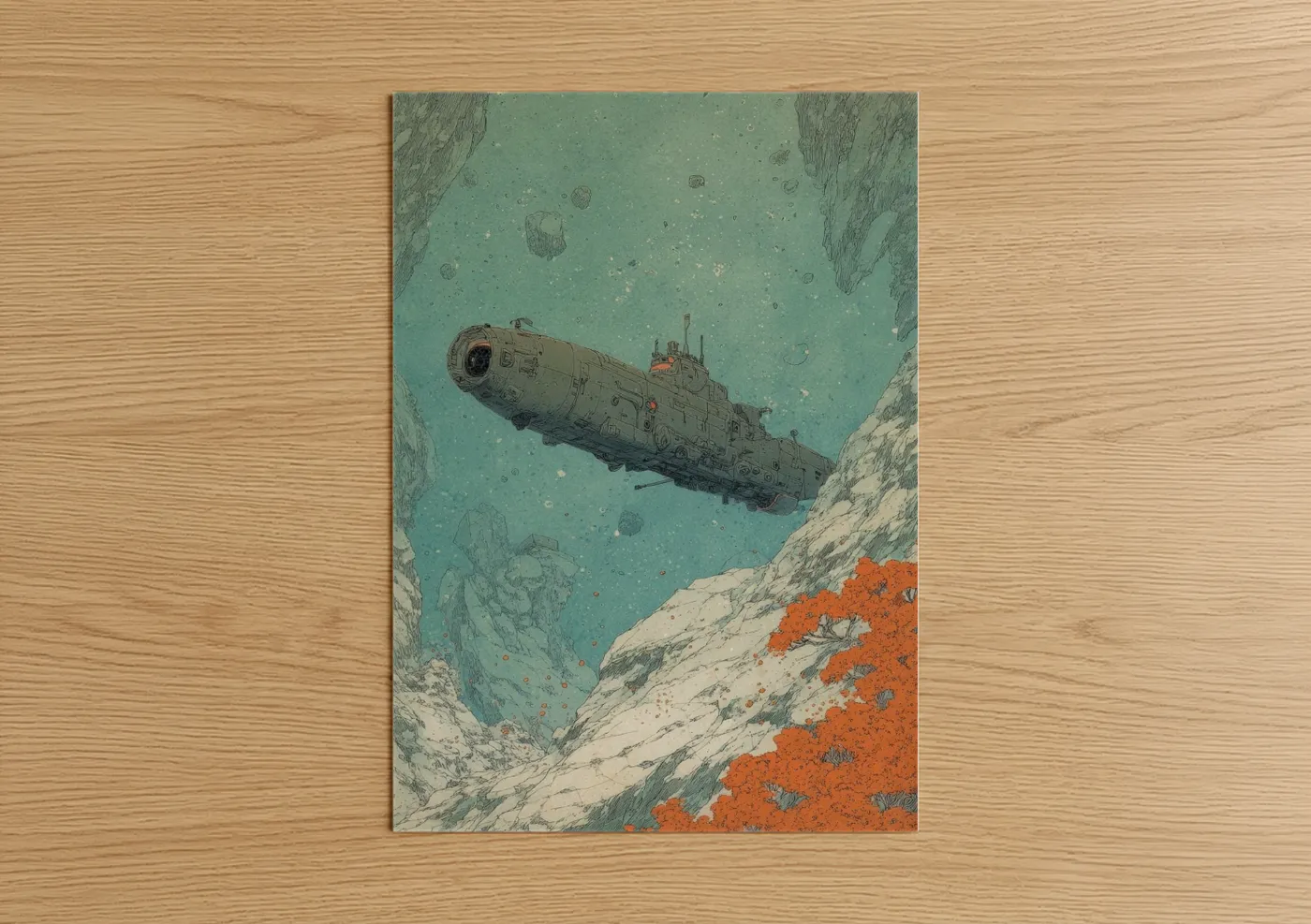 Submarine Deep Sea Canyon Exploration Wall Art
