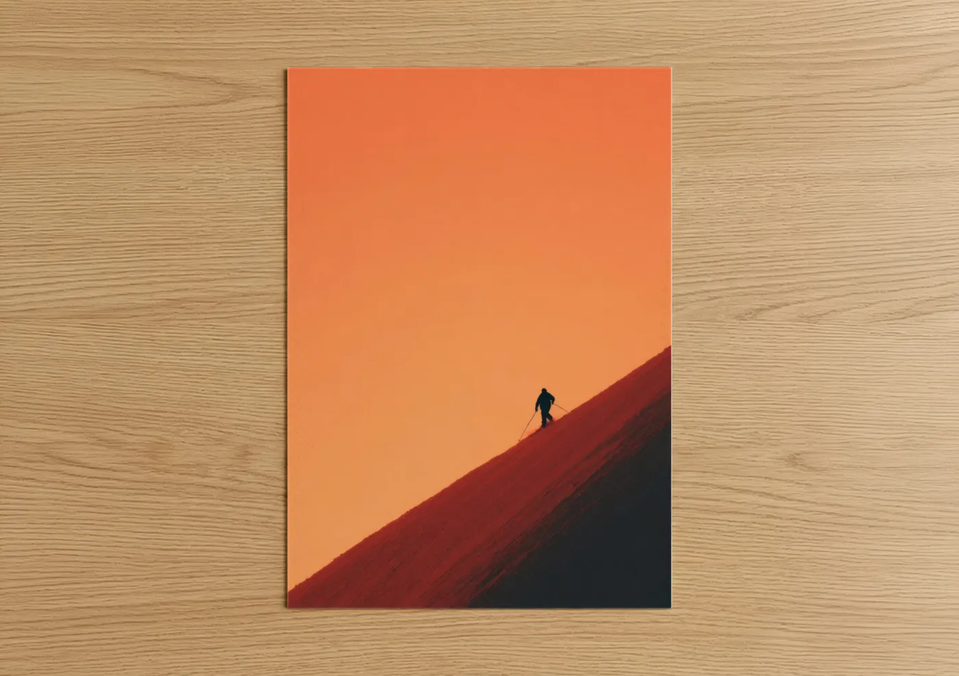 Solitary Skier Sunset Slope Winter Wall Art