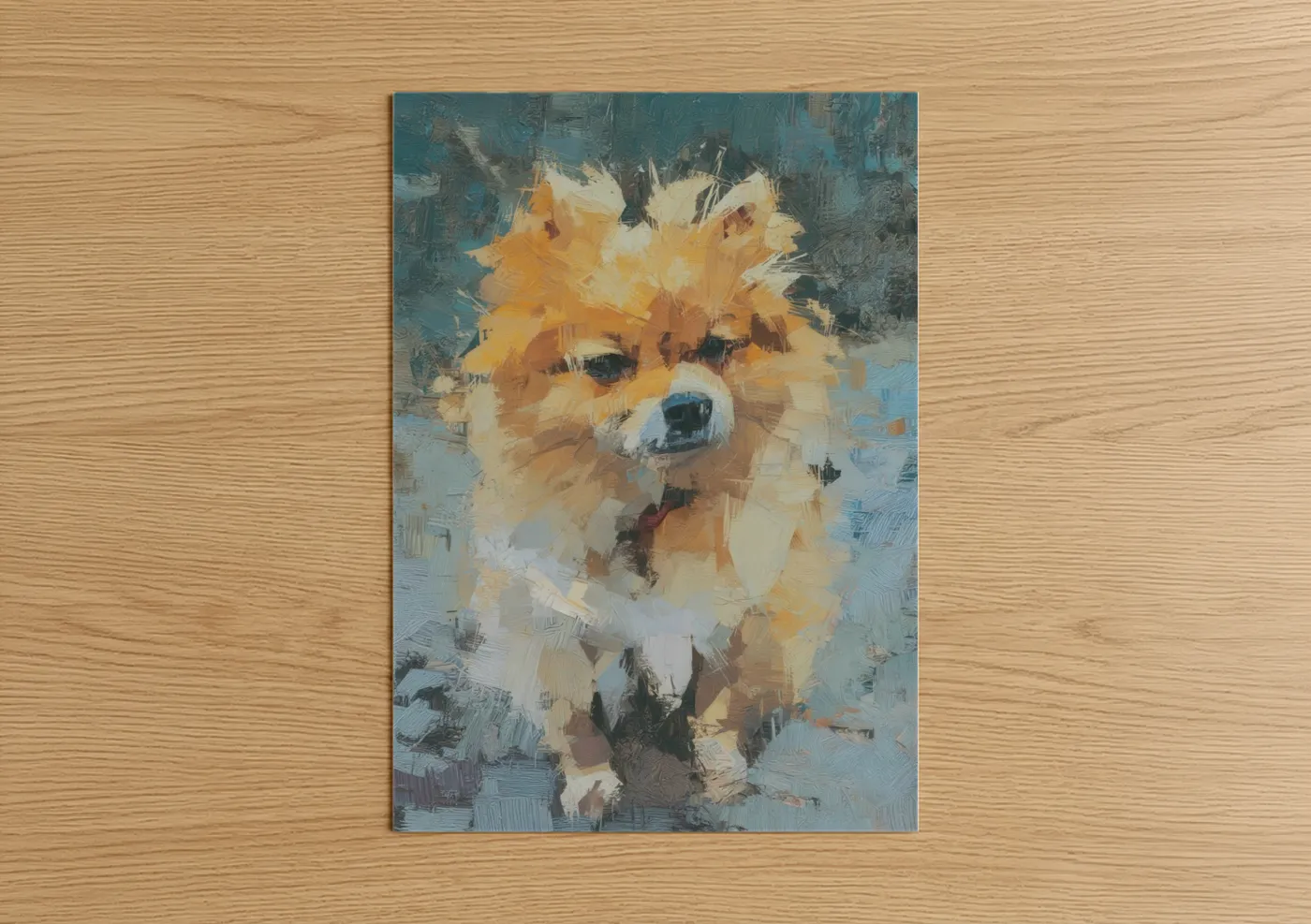 Golden Spitz Portrait Oil Painting Wall Art