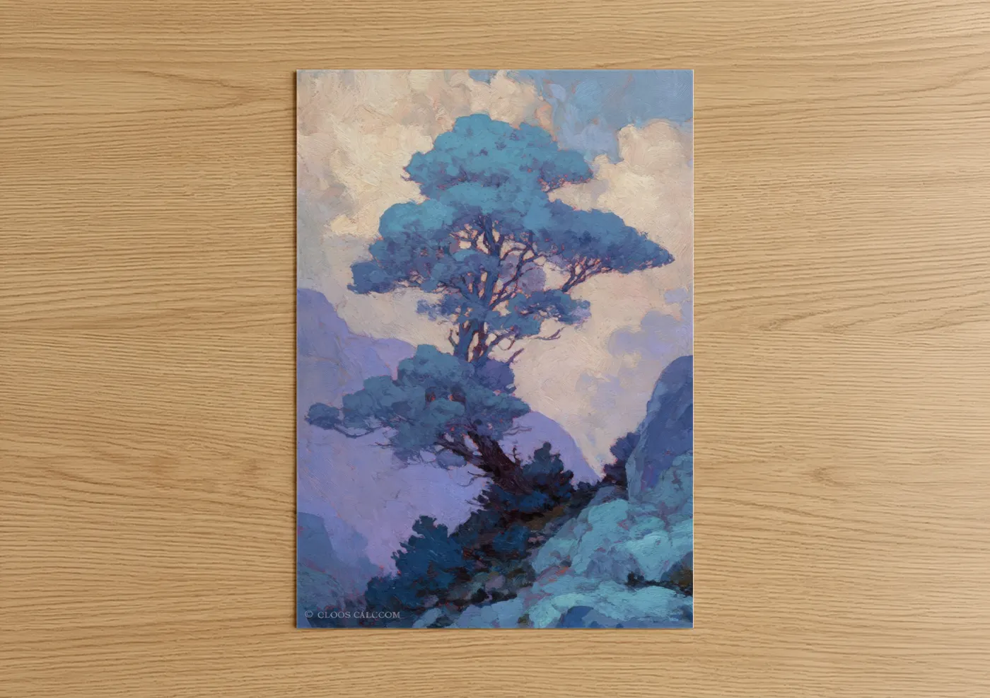 Blue Juniper Tree Cliff Landscape Wall Art