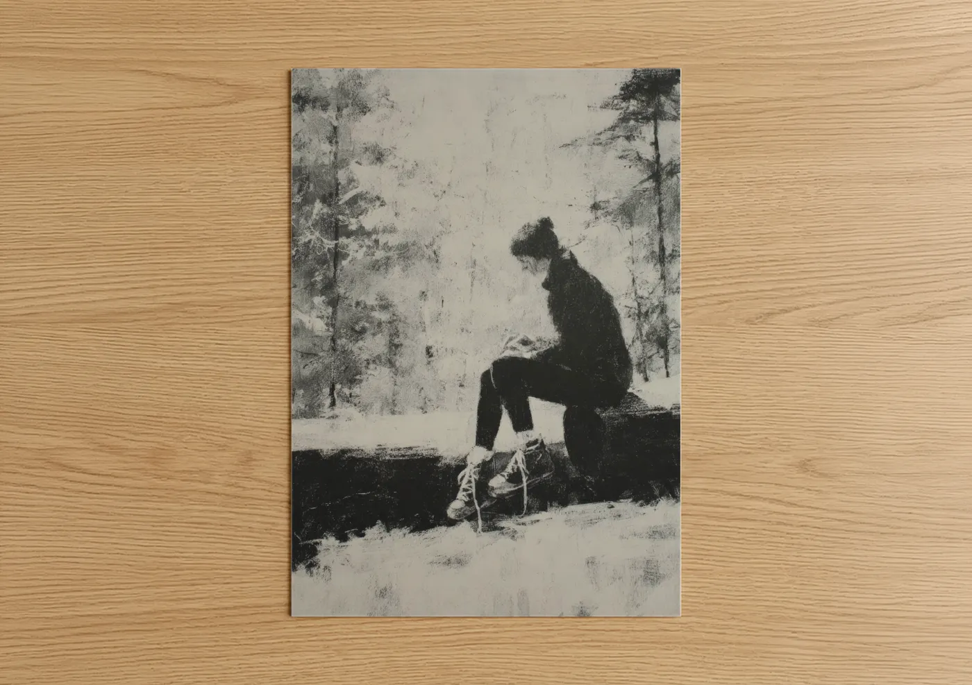 Solitary Ice Skater Winter Contemplation Wall Art