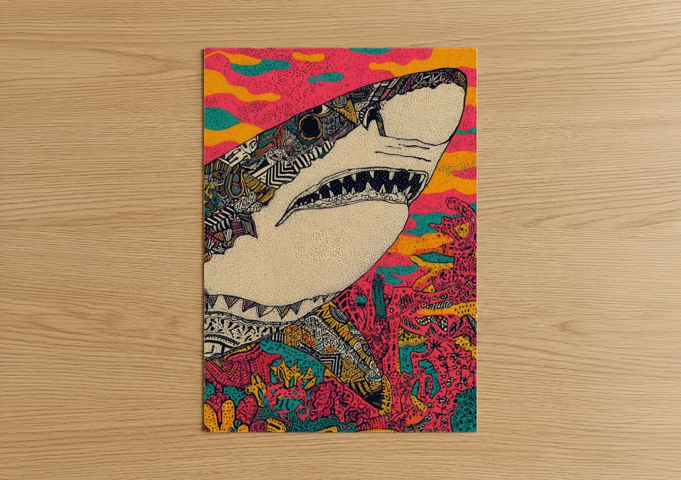 Tattooed Great White Shark Pop Wall Art