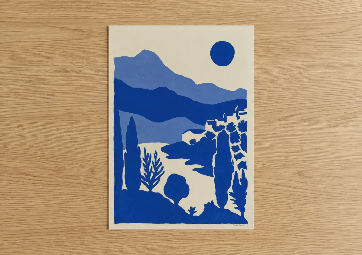 Mediterranean Cypress Trees Hills Village Wall Art