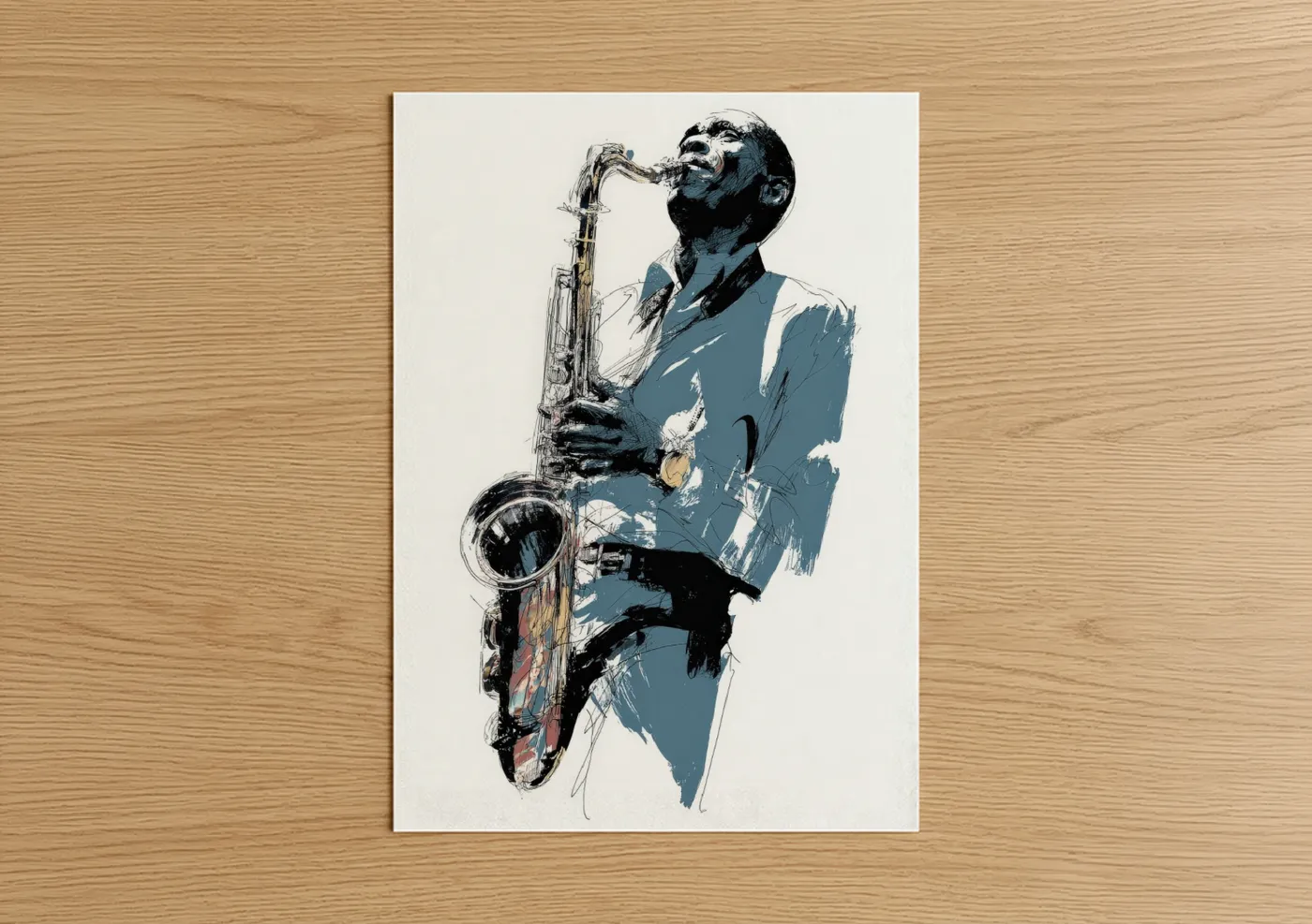 Jazz Saxophonist Playing Blues Wall Art