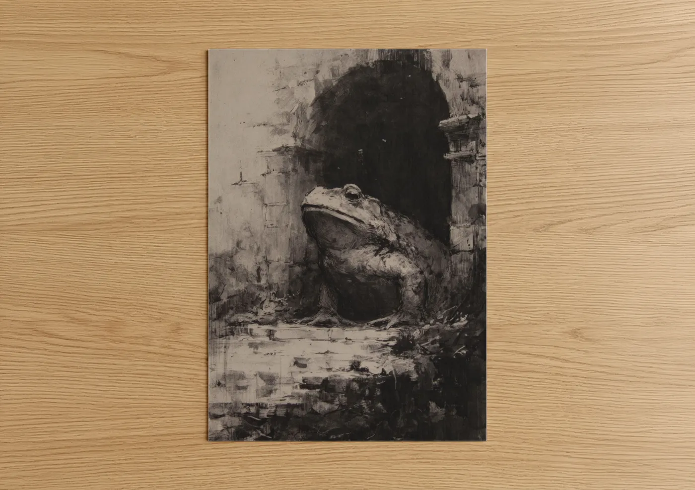 Contemplative Toad Ancient Archway Wall Art