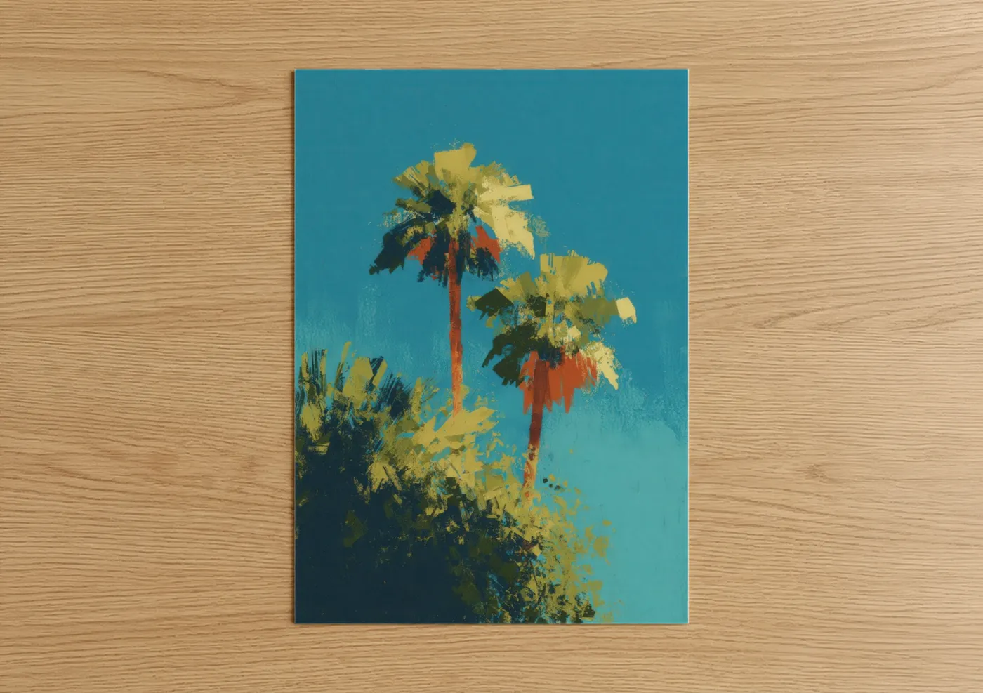 Tropical Palm Tree Blue Sky Wall Art