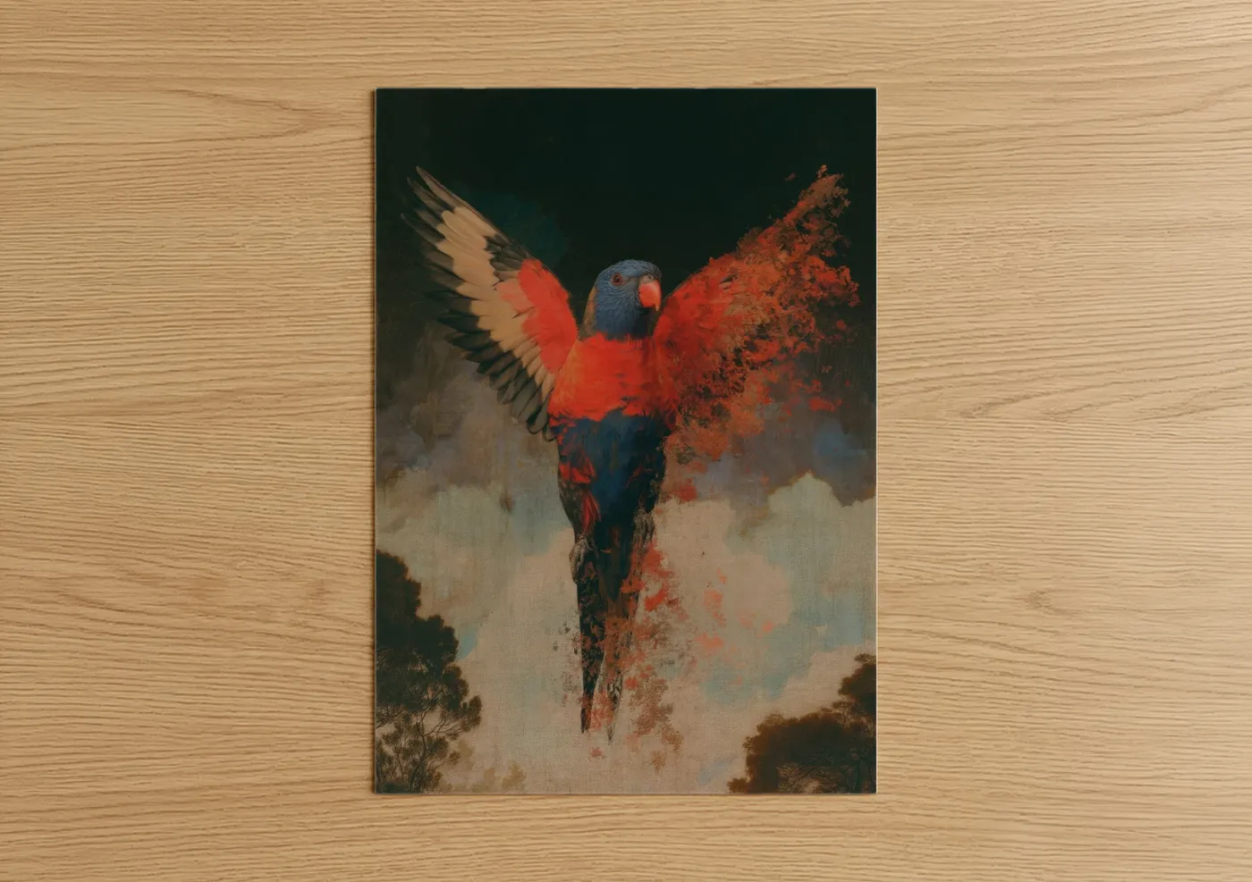 Crimson Rainbow Lorikeet Watercolor Wall Art