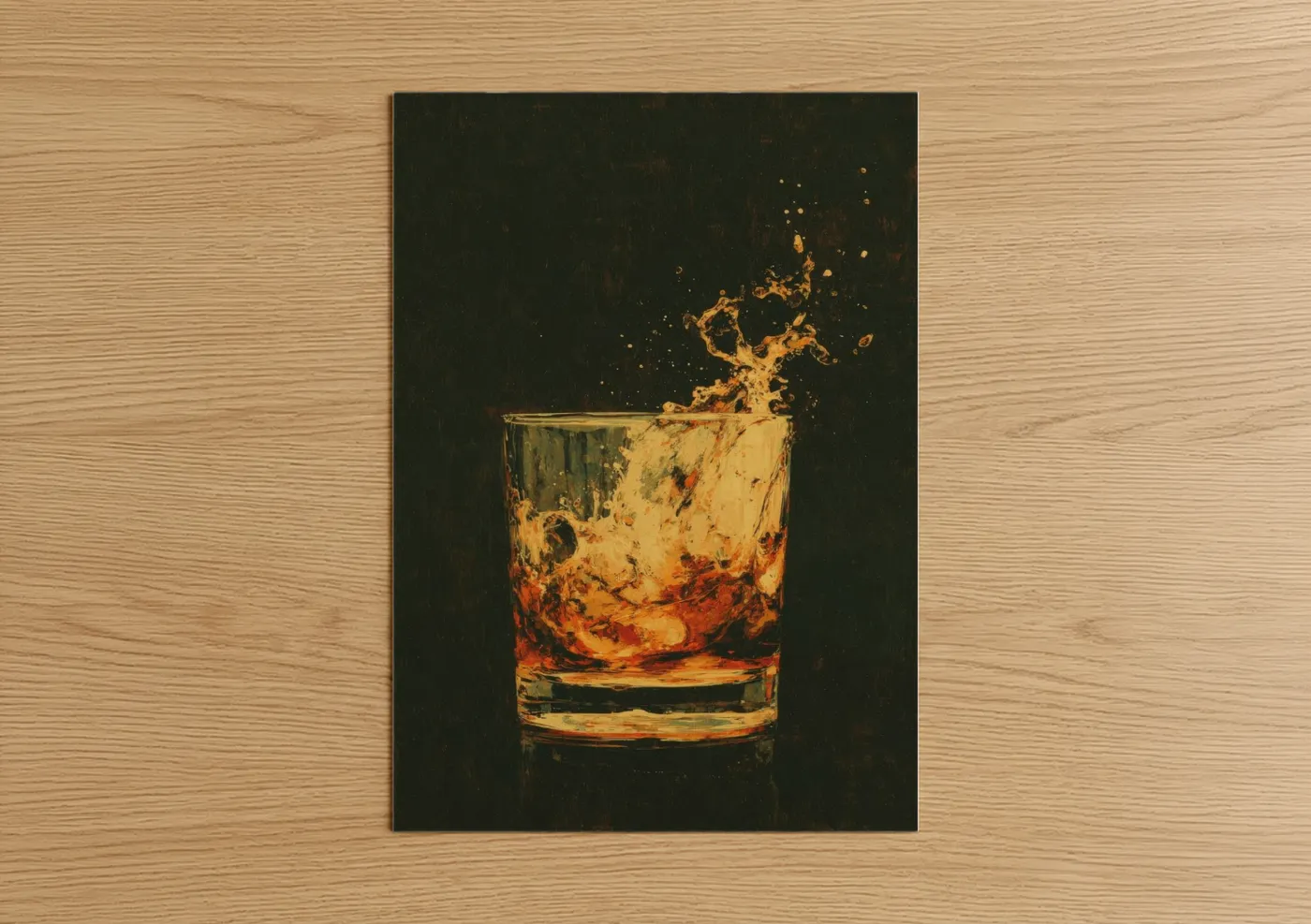 Golden Whiskey Splash Dynamic Wall Art