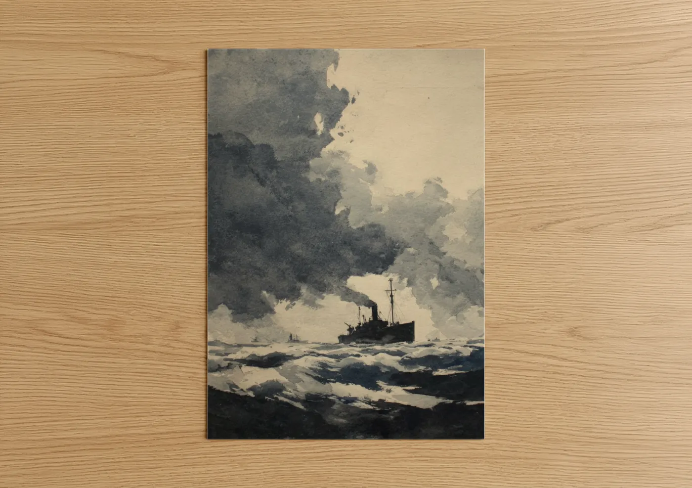 Stormy Harbor Vessel Seascape Wall Art