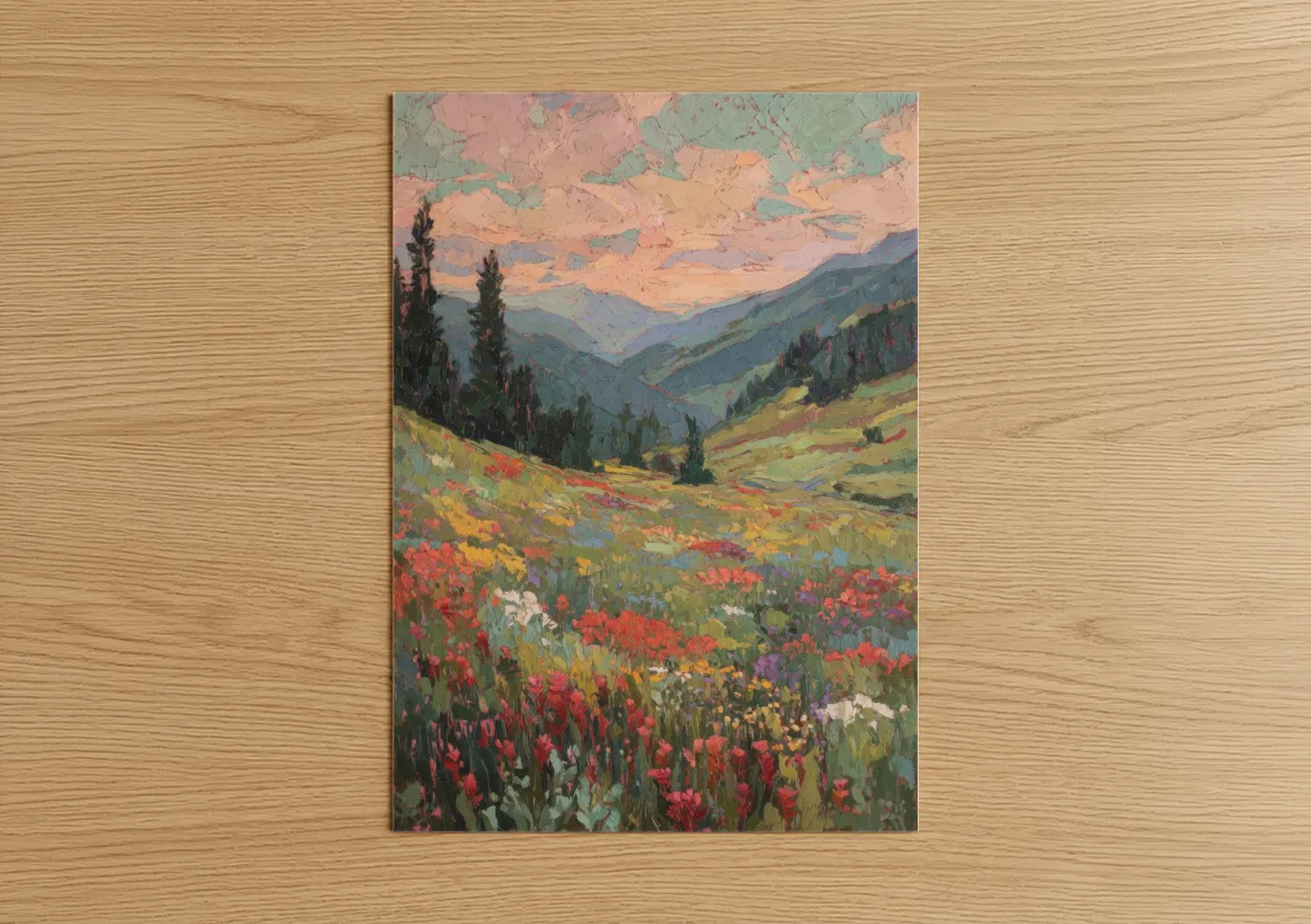 Alpine Wildflower Sunrise Mountain Valley Wall Art
