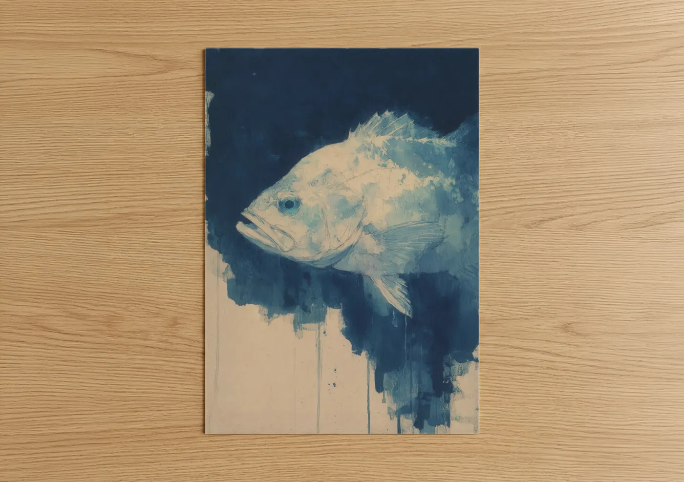 Ethereal Bass Fish Watercolor Wall Art