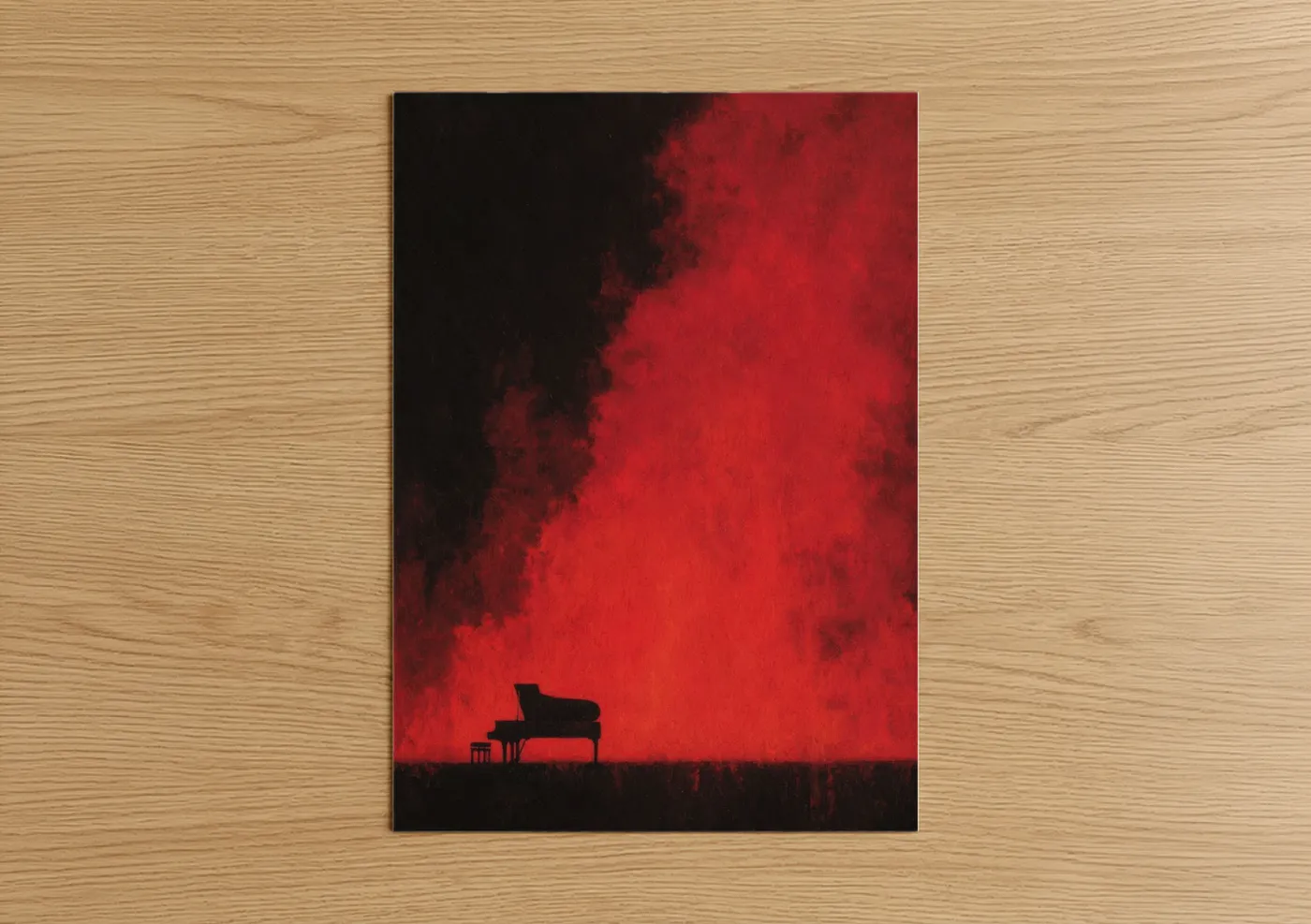 Grand Piano Red Dramatic Expressionism Wall Art