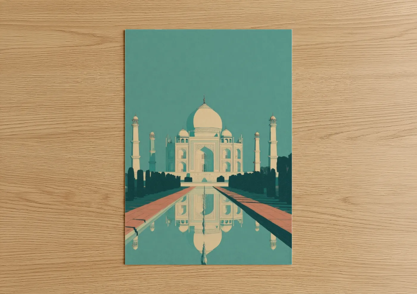 Taj Mahal Reflection Turquoise Wall Art