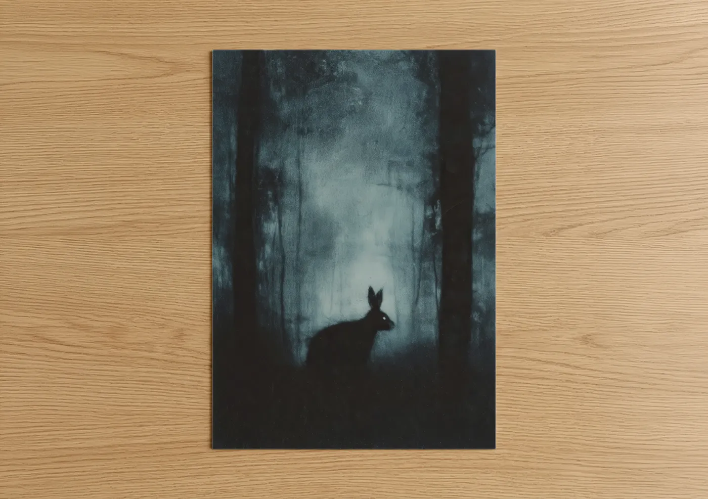 Misty Forest Rabbit Silhouette Wall Art