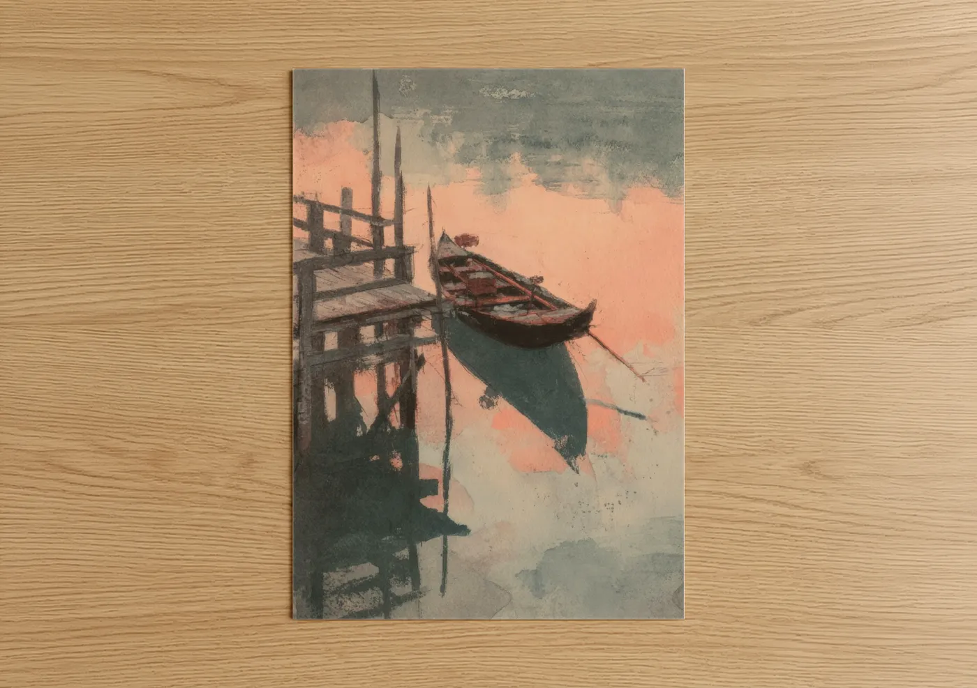 Venetian Gondola Sunset Watercolor Wall Art