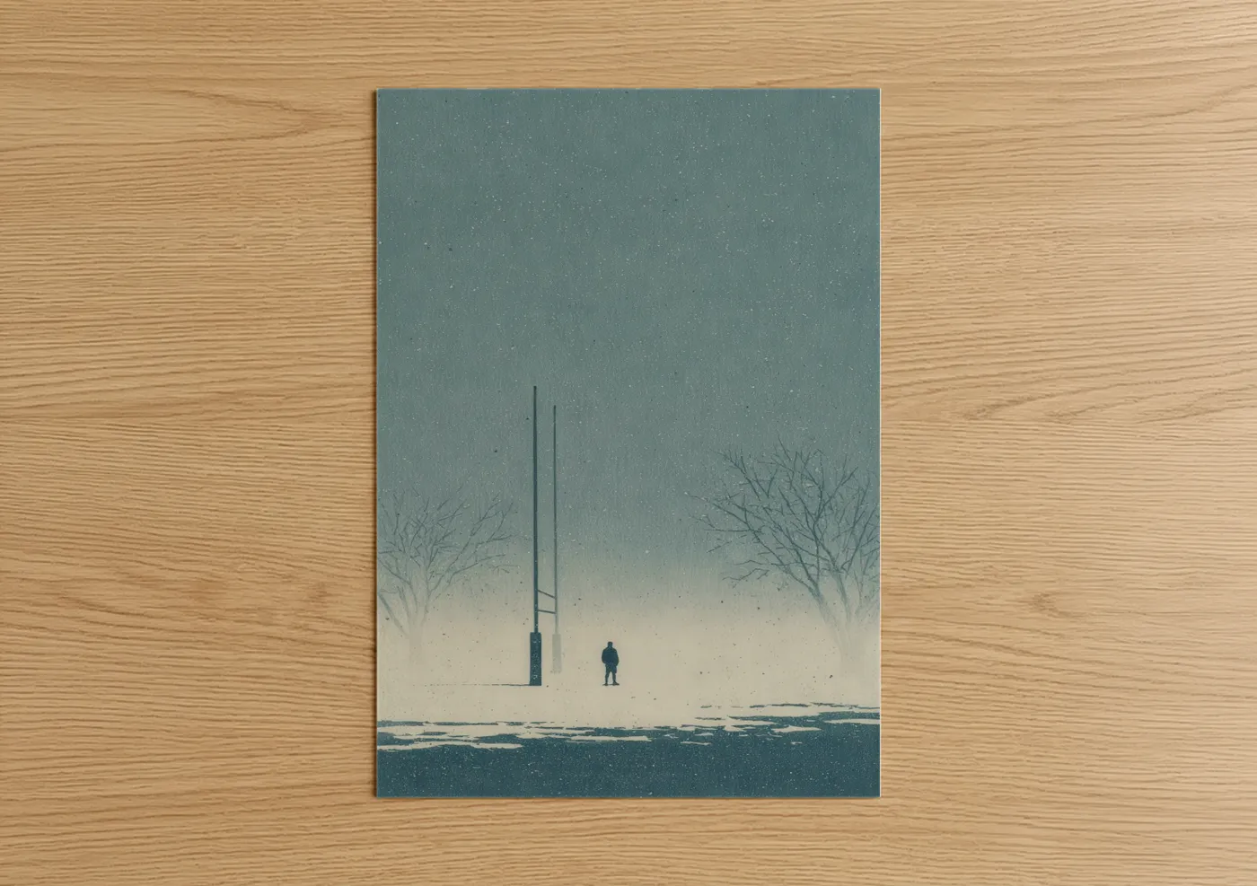 Solitary Player Winter Landscape Art Wall Art