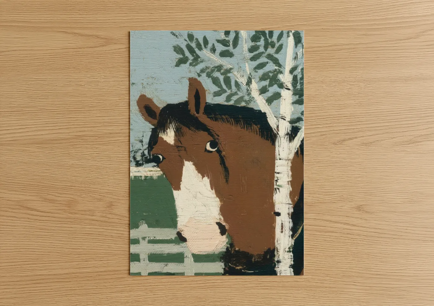 Clydesdale Horse Birch Tree Painting Wall Art