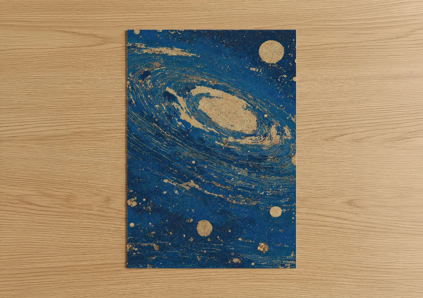 Golden Galaxy Spiral Abstract Astronomy Wall Art