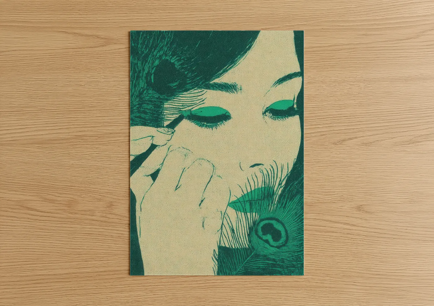 Emerald Eye Makeup Fashion Illustration Wall Art