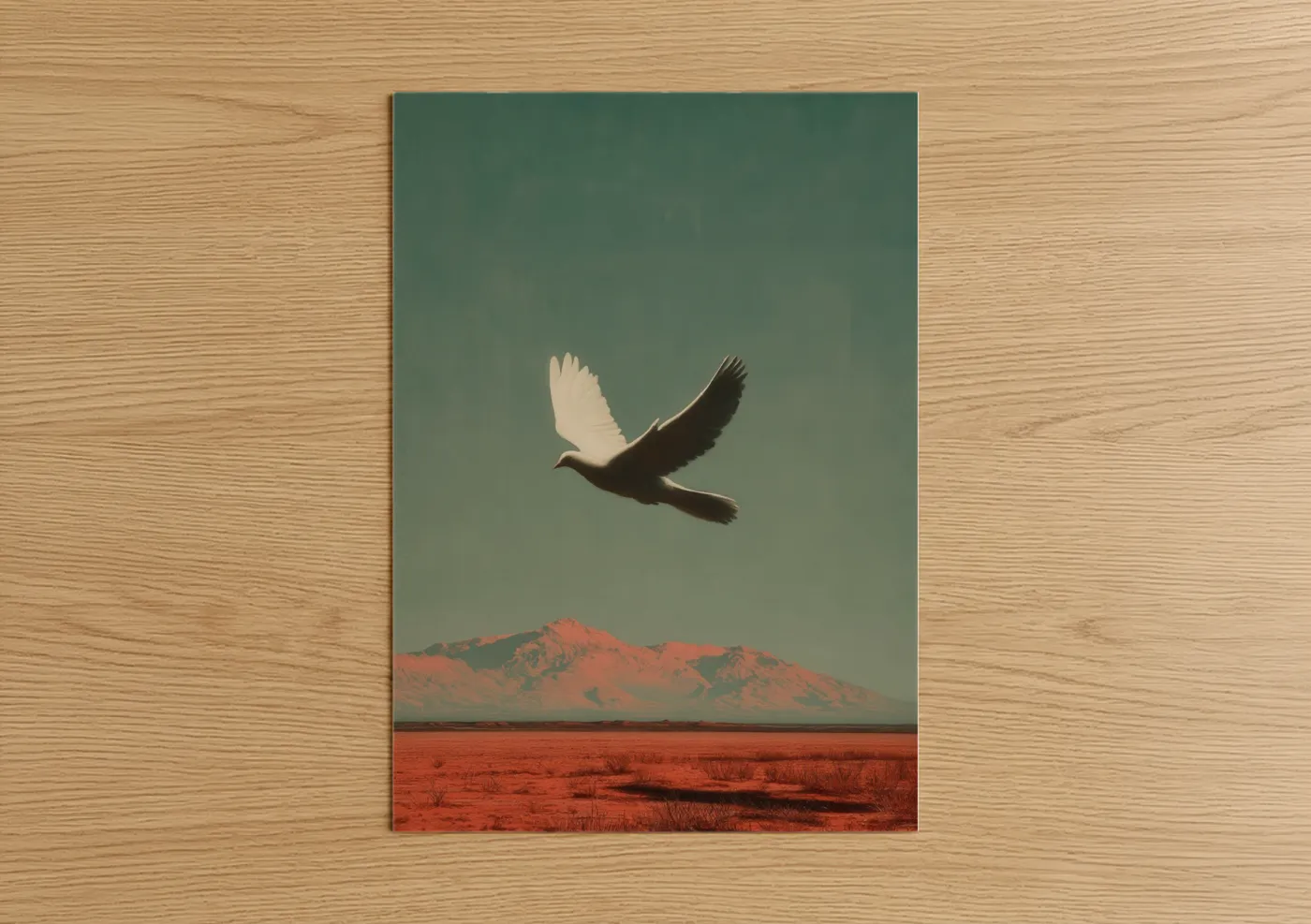 Desert Dove Flight Surreal Landscape Wall Art