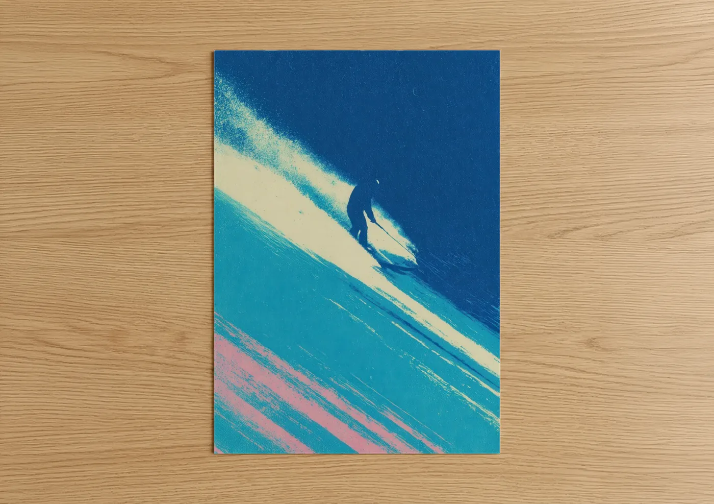 Dynamic Water Skiing Ocean Art Print Wall Art