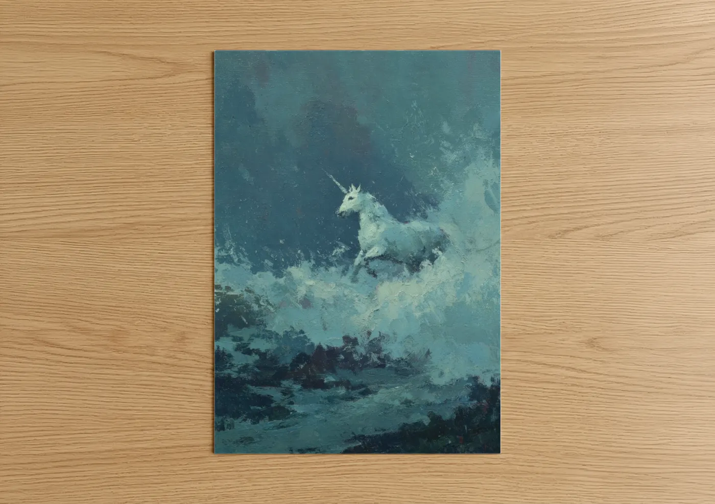 Snowy Unicorn Mystical Winter Wall Art