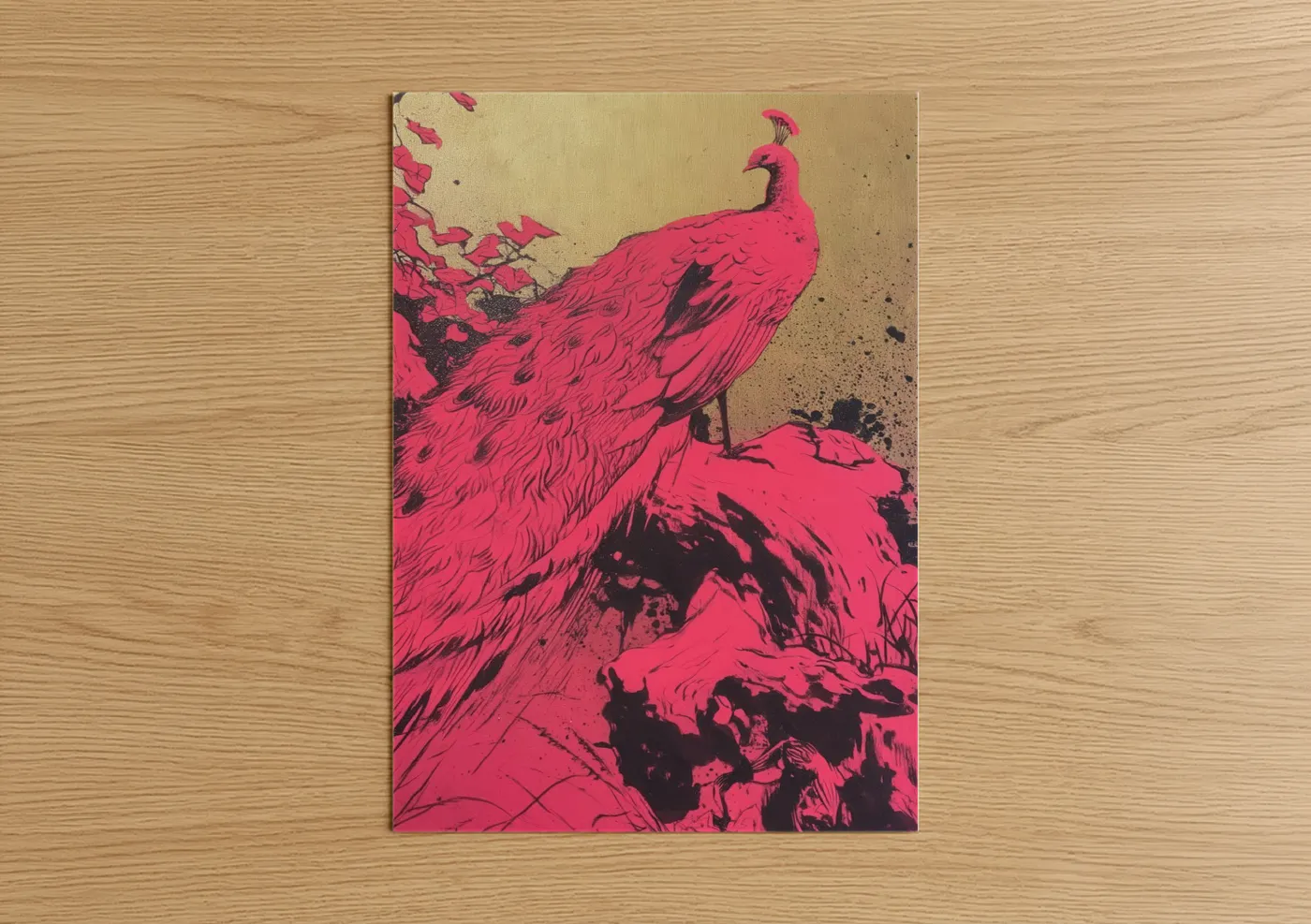 Crimson Peacock Pop Art Print Wall Art