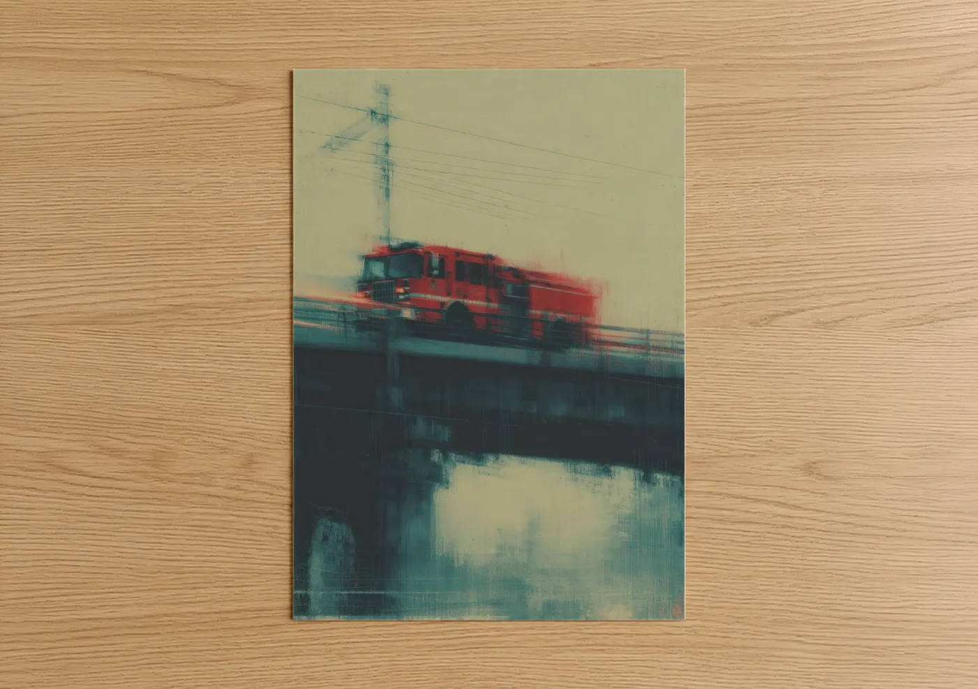 Urban Fire Truck Motion Contemporary Wall Art
