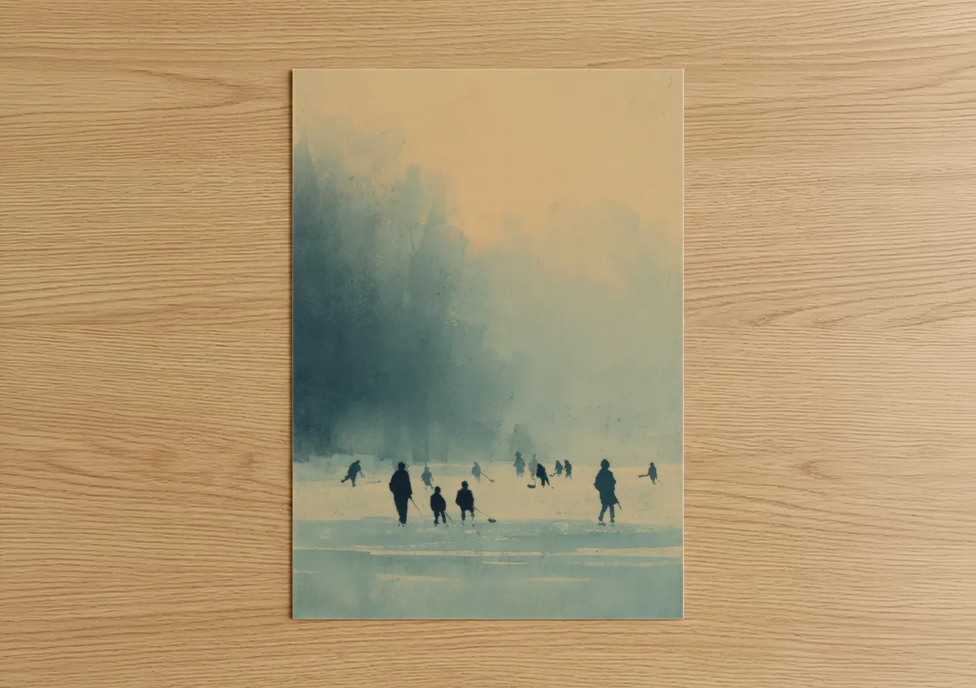 Winter Ice Hockey Misty Landscape Wall Art