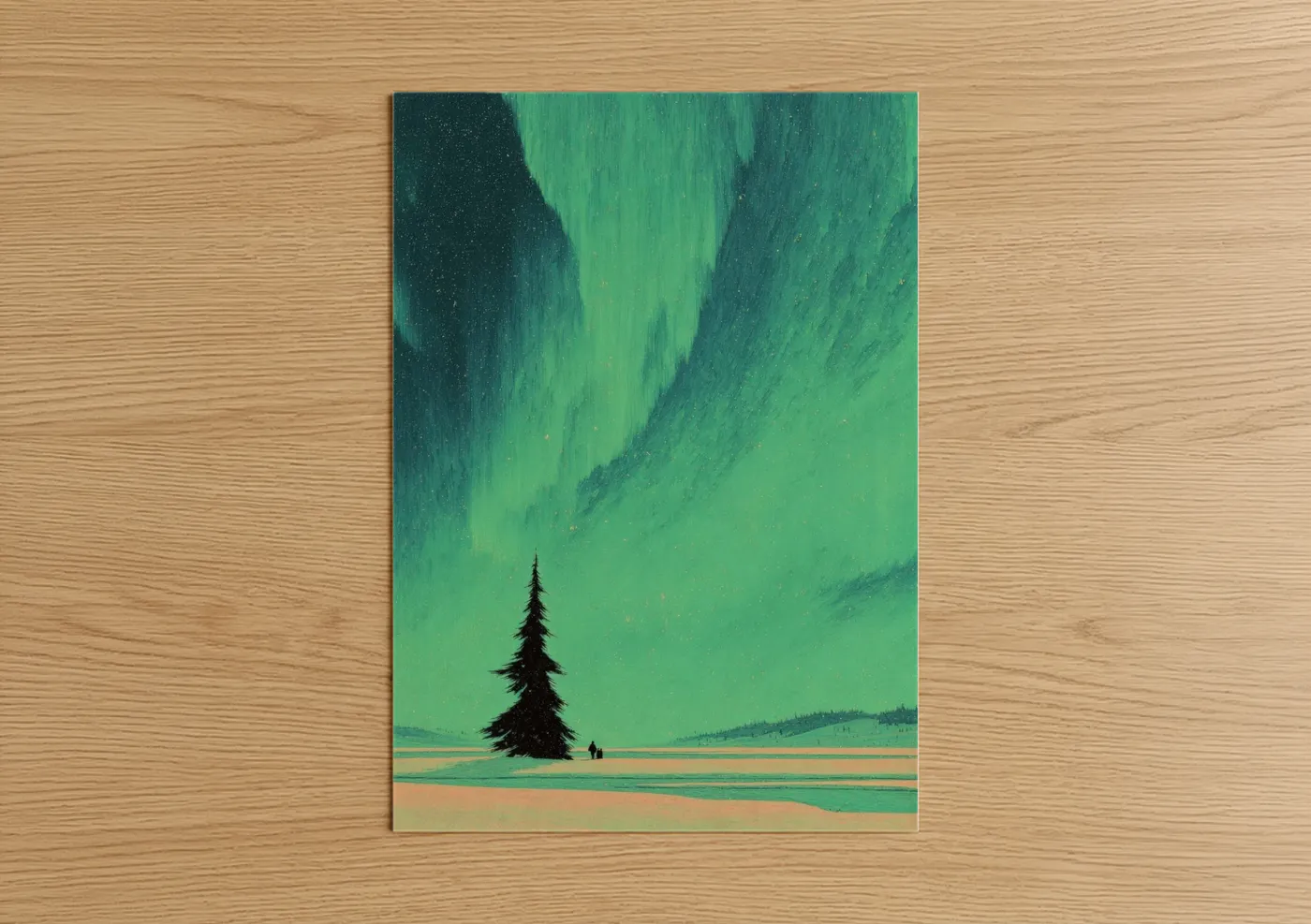 Aurora Borealis Christmas Tree Winter Wall Art
