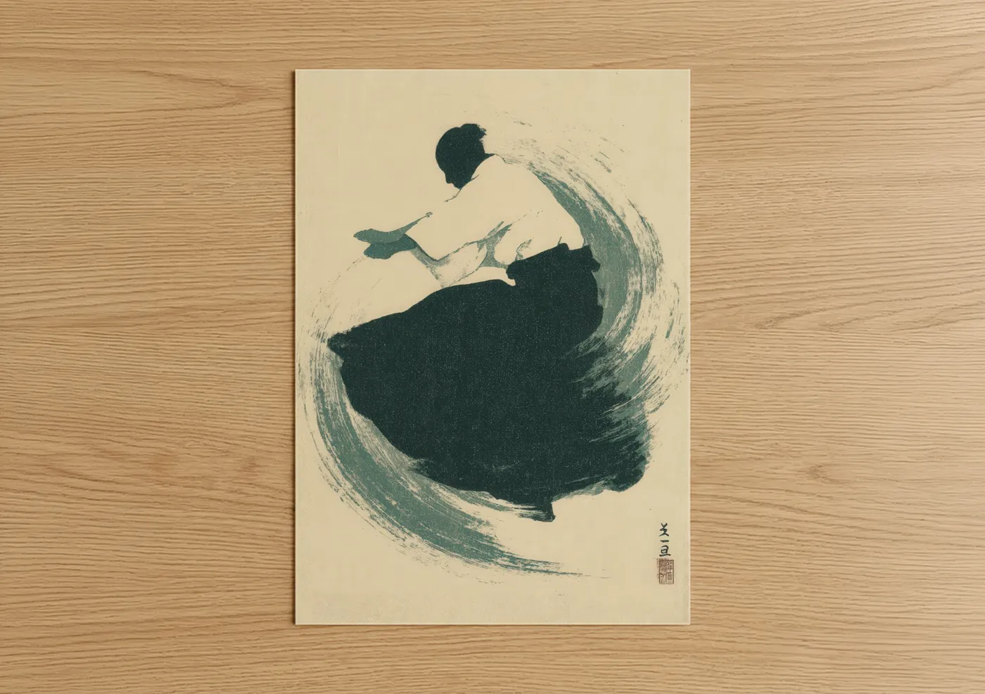 Flowing Judoka Japanese Woodblock Art Wall Art