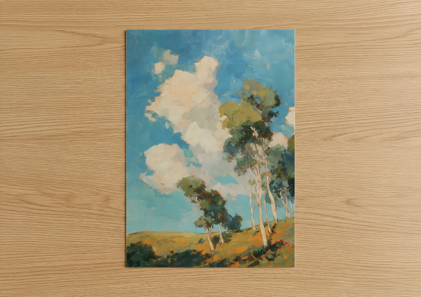 Golden Eucalyptus Forest Landscape Painting Wall Art