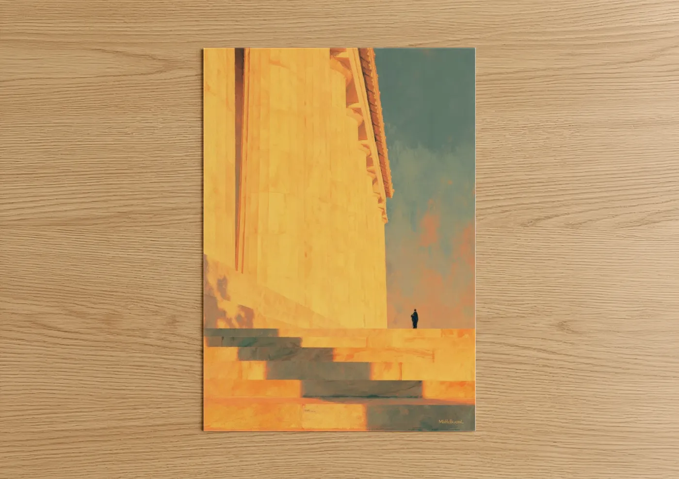 Lincoln Memorial Golden Hour Illustration Wall Art