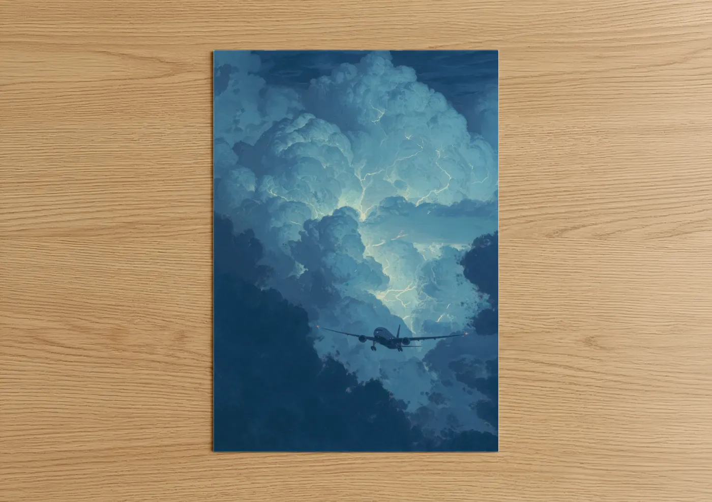 Commercial Plane Lightning Storm Sky Wall Art