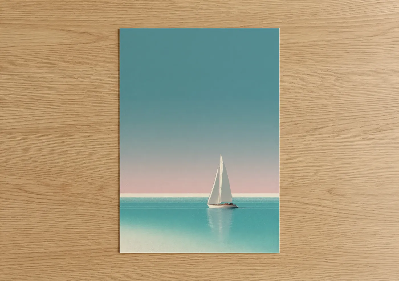 Serene Sailboat on Calm Turquoise Water Wall Art