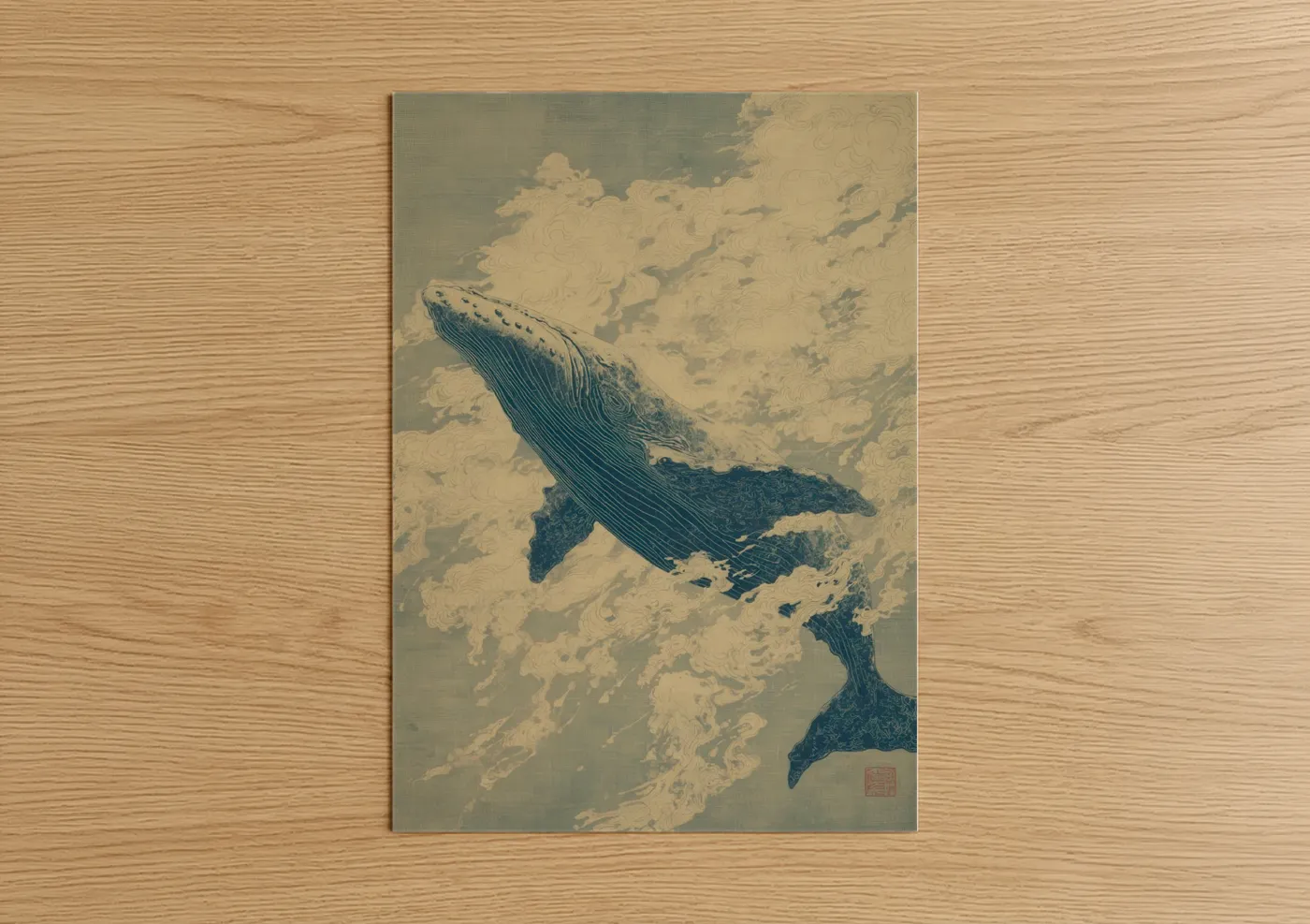 Celestial Blue Whale Ocean Wall Art