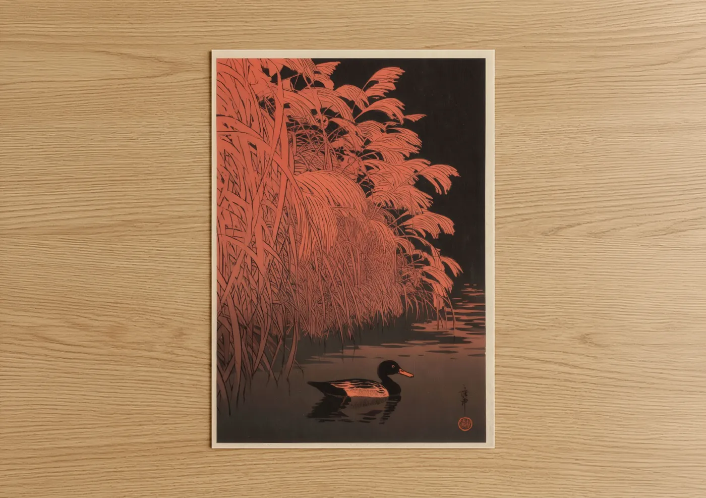 Duck In Reed Wetland Watercolor Wall Art