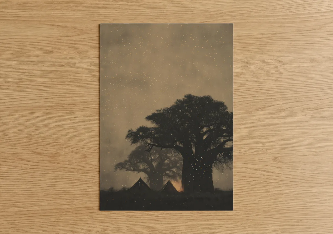 Baobab Tree Camping Under Stars Wall Art