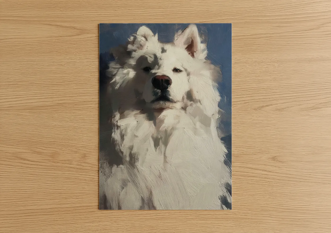 White Spitz Dog Portrait Painting Wall Art