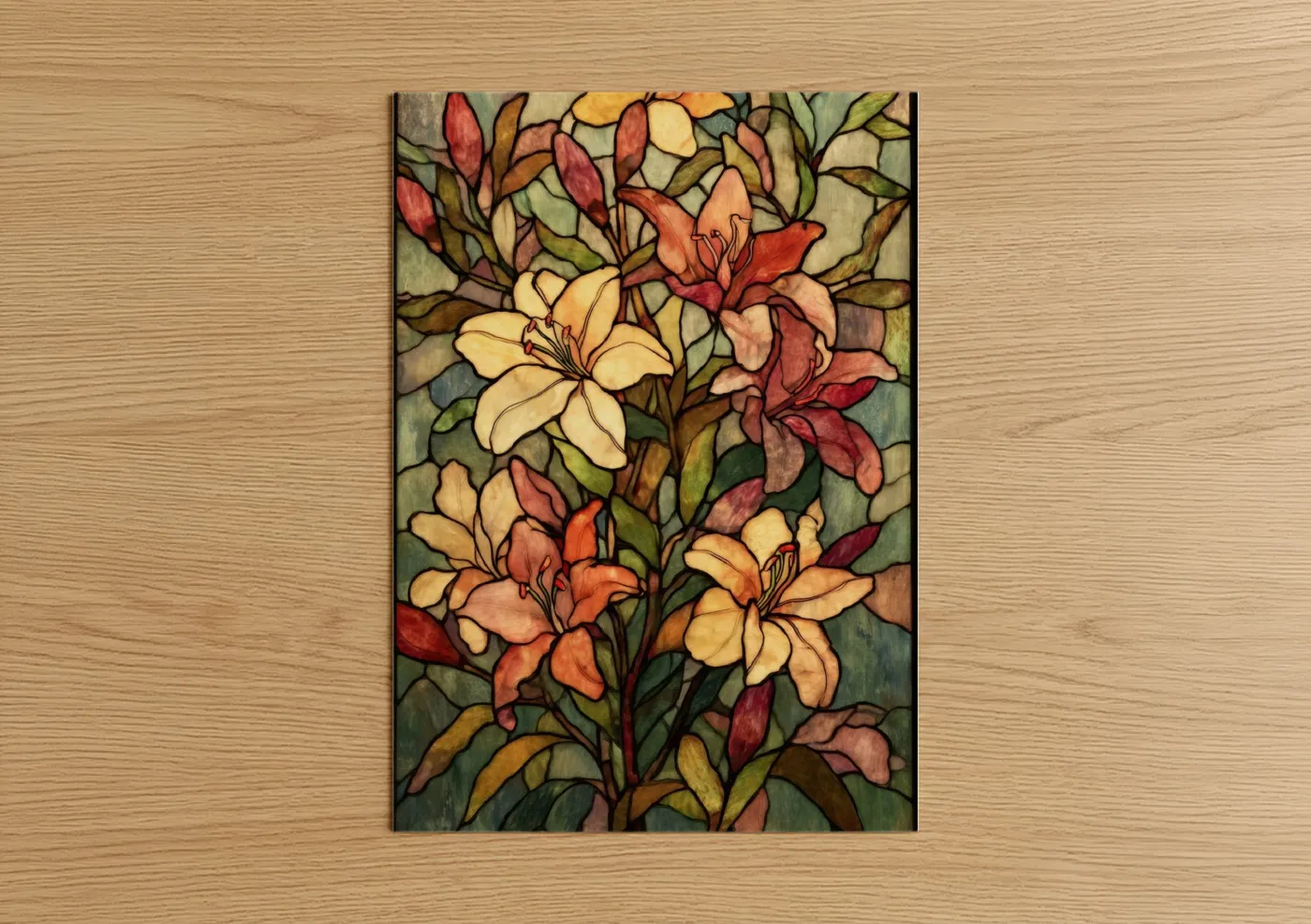 Stained Glass Lily Floral Wall Art