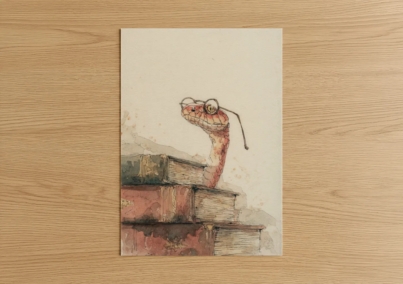 Scholarly Viper Watercolor Illustration Wall Art