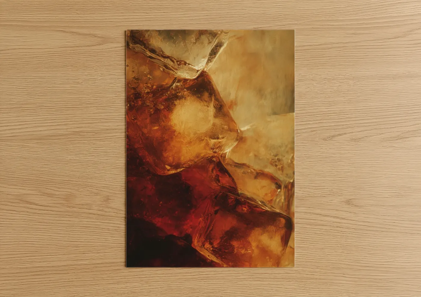 Iced Tea with Ice Cubes Amber Beverage Wall Art
