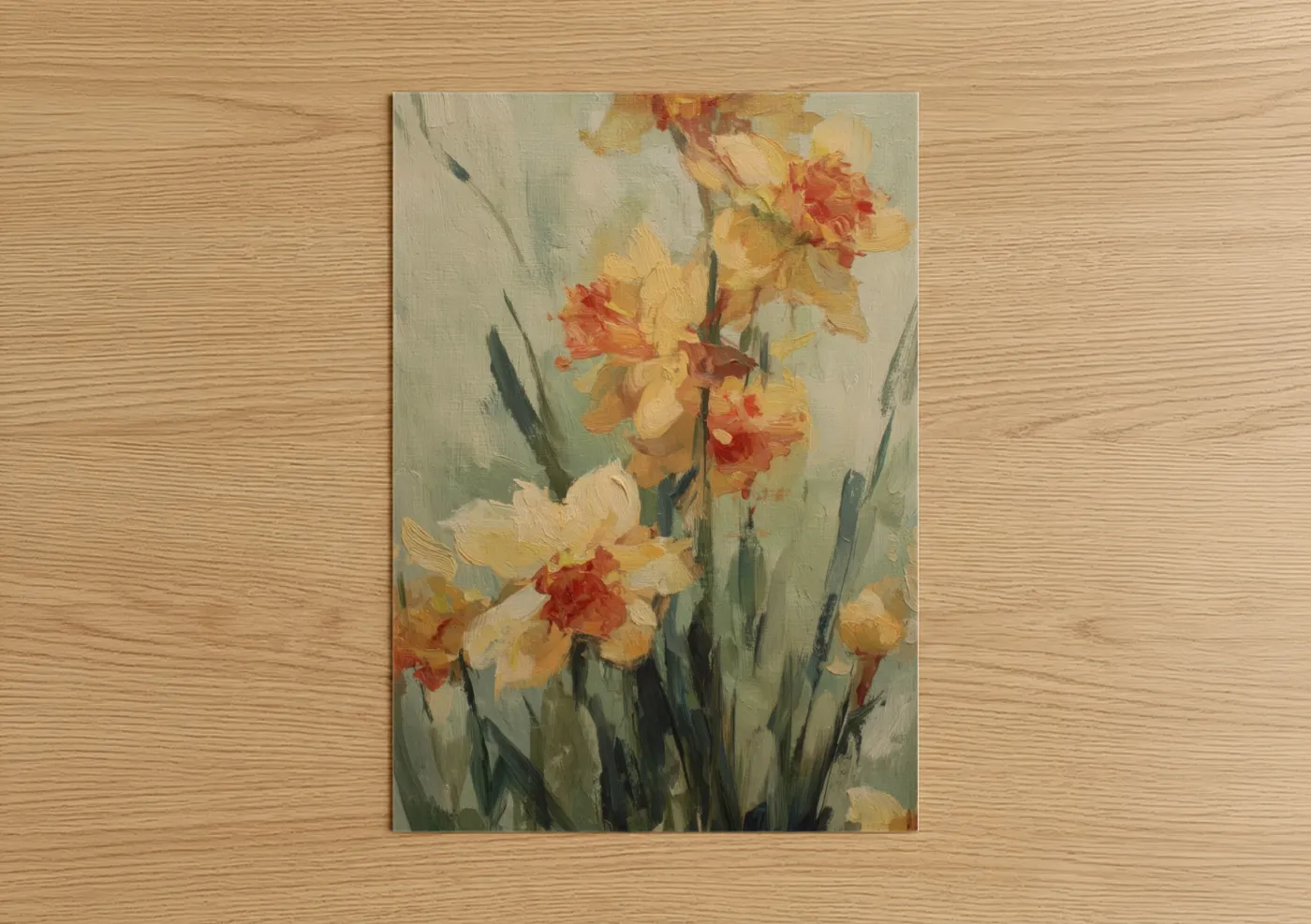 Golden Daffodil Cluster Oil Painting Wall Art