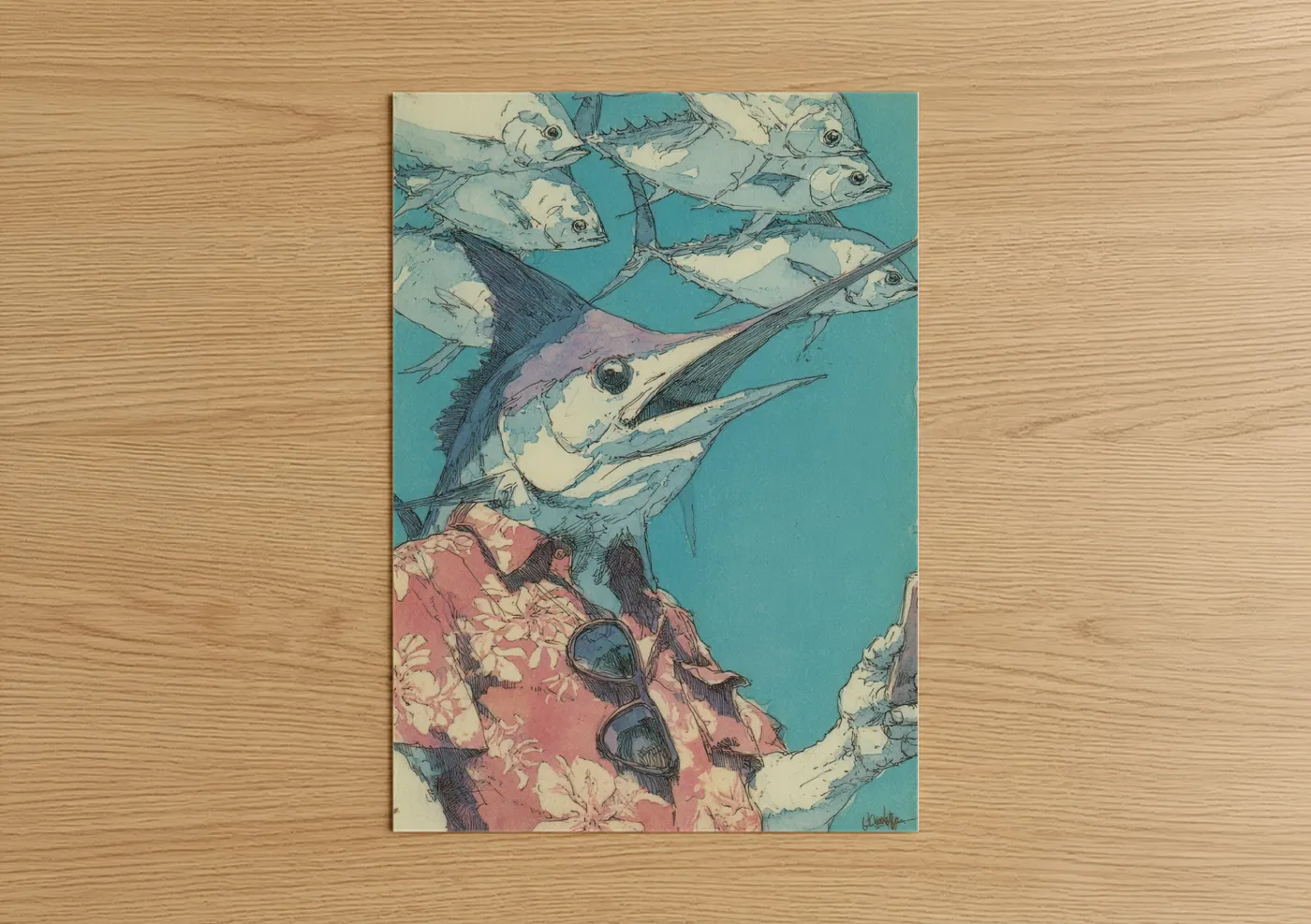 Tropical Marlin Sailfish Illustration Wall Art