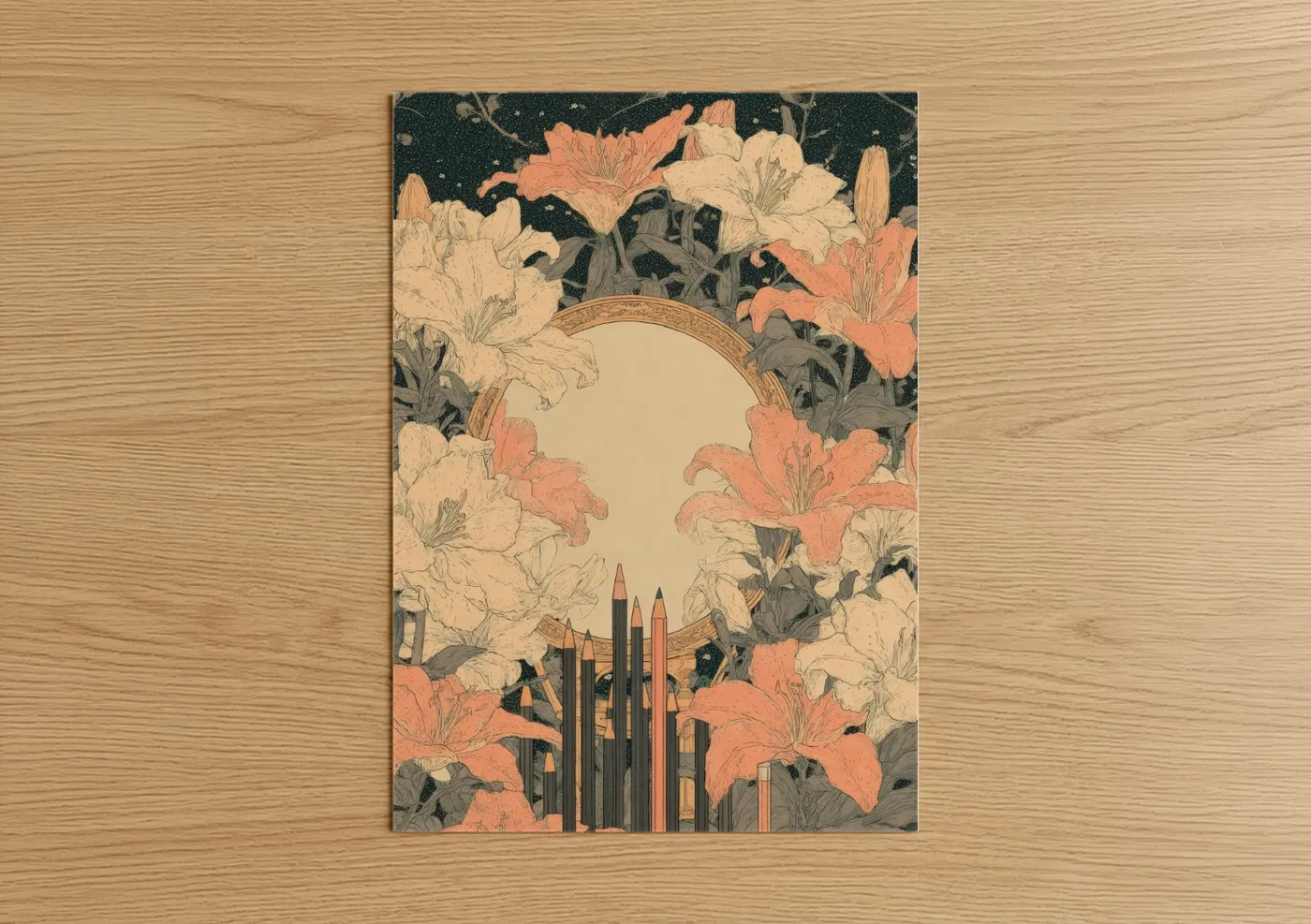 Coral Lily Makeup Illustration Wall Art